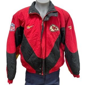 VTG KANSAS CITY CHIEFS NFL Reebok Pro Line Football Puffer Parka Jacket Coat L